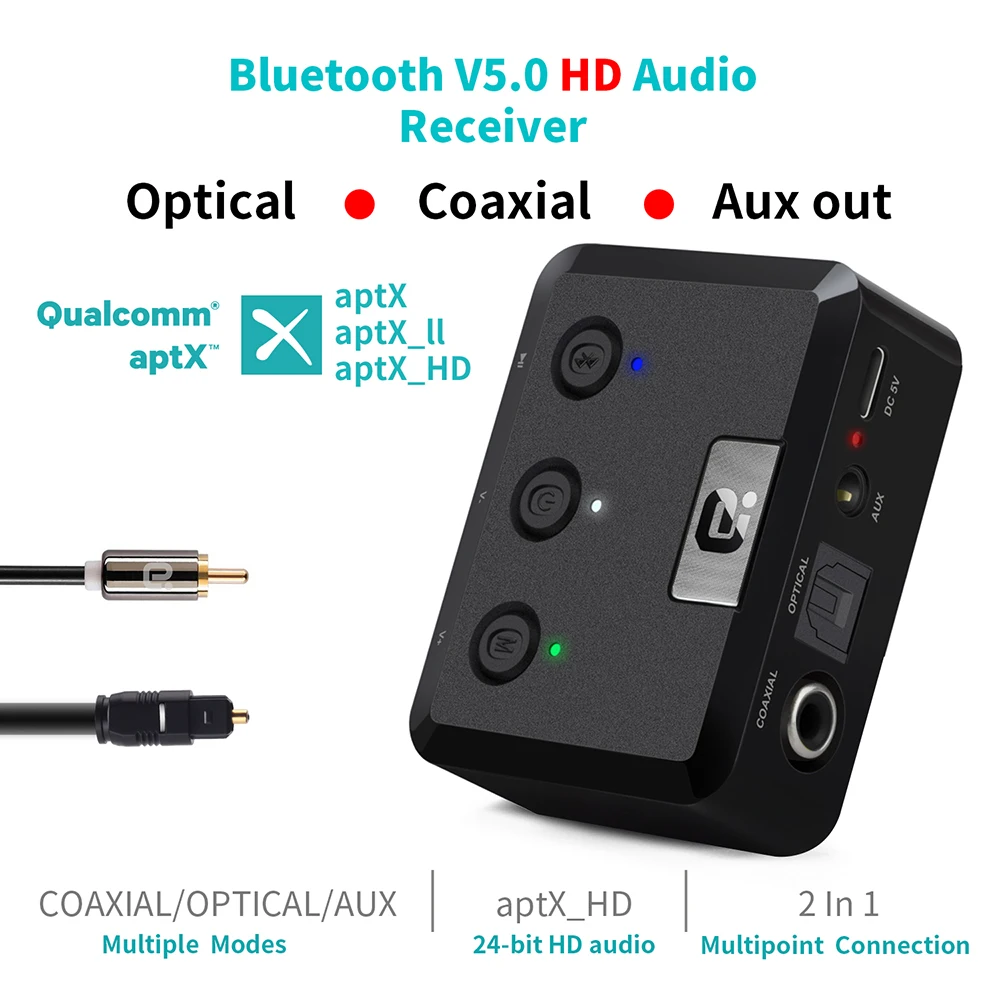 MR235Pro беспроводной Bluetooth 5 0 аудио приемник APTX оптический коаксиальный и 3 мм Aux
