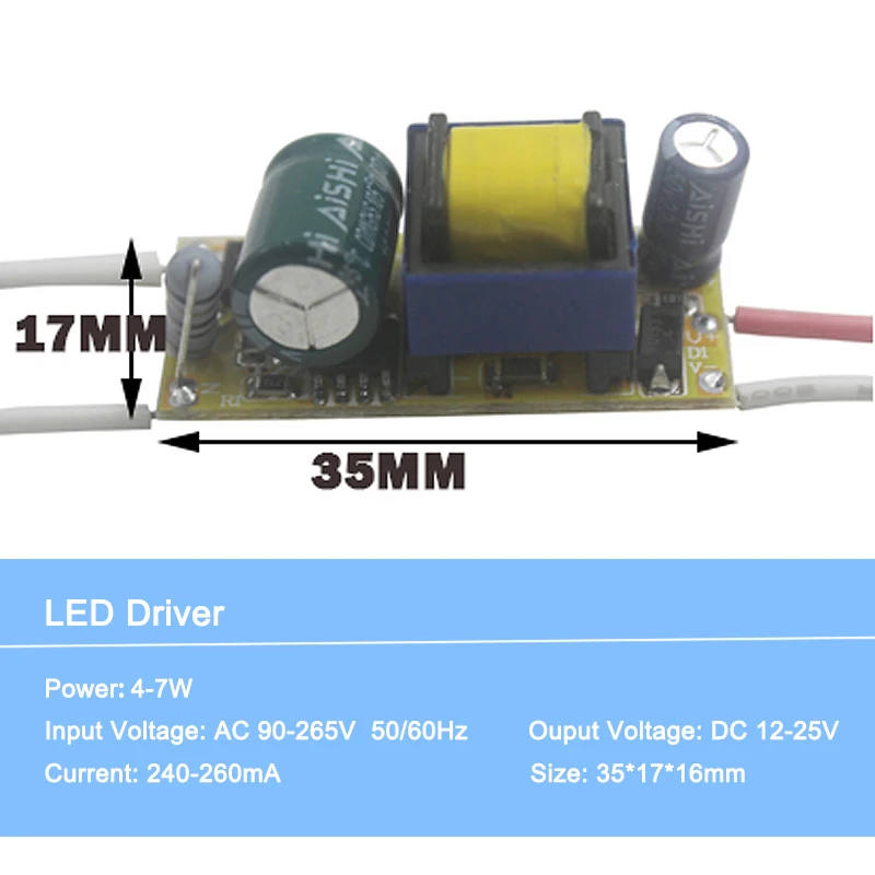 1-36 Вт вход AC90-265V источник питания постоянное освещение трансформаторы светодиодные лампы Драйвер Светодиодный драйвер для светодиодных ламп - Цвет: 4 to 7 Watt