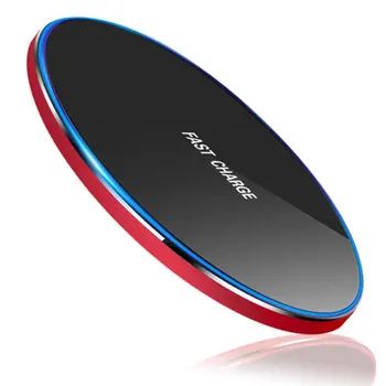 

Mobile Phone Wireless Charger Desktop Round Aluminum Alloy 10W Wireless Fast Charging Breathing Light