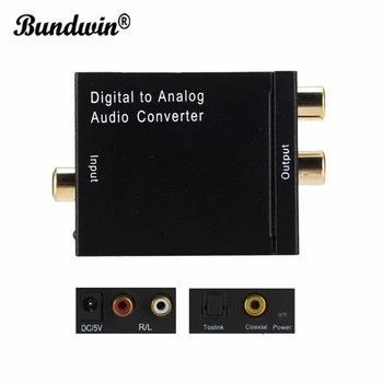 

Bundwin Digital to Analog Audio Converter 3.5MM Jack 2*RCA Amplifier Decoder Optical Fiber Coaxial Signal to DAC Spdif Stereo
