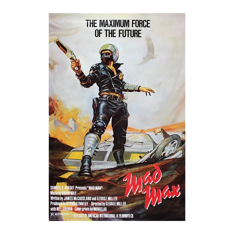 Плакат из классического фильма Mad Max Шелковый плакат 1979 год настенный