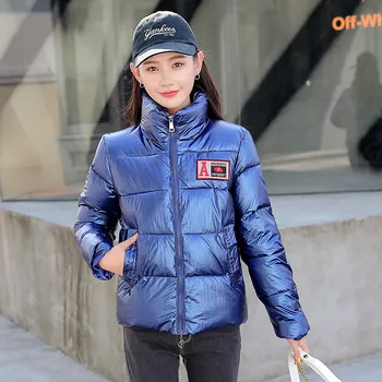 

Cotton Parkas Women Short Thick Warm Coat 2019 Winter New Standing Collar Women Jacket Long Sleeve Fashion Cotton Outwear WIN954