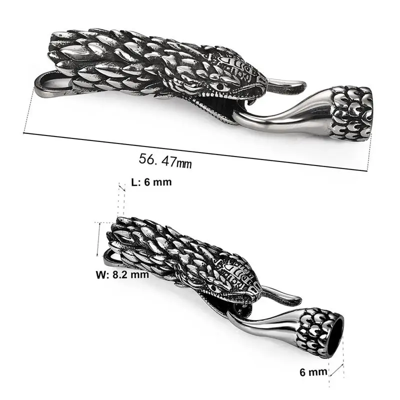 Соединительные головки из нержавеющей стали со змеиным узором, застежки, крючки, отверстия 6 мм, 8 мм, заглушки для кожаного шнура, браслета, сделай сам, фурнитура для изготовления ювелирных изделий - Цвет: 1