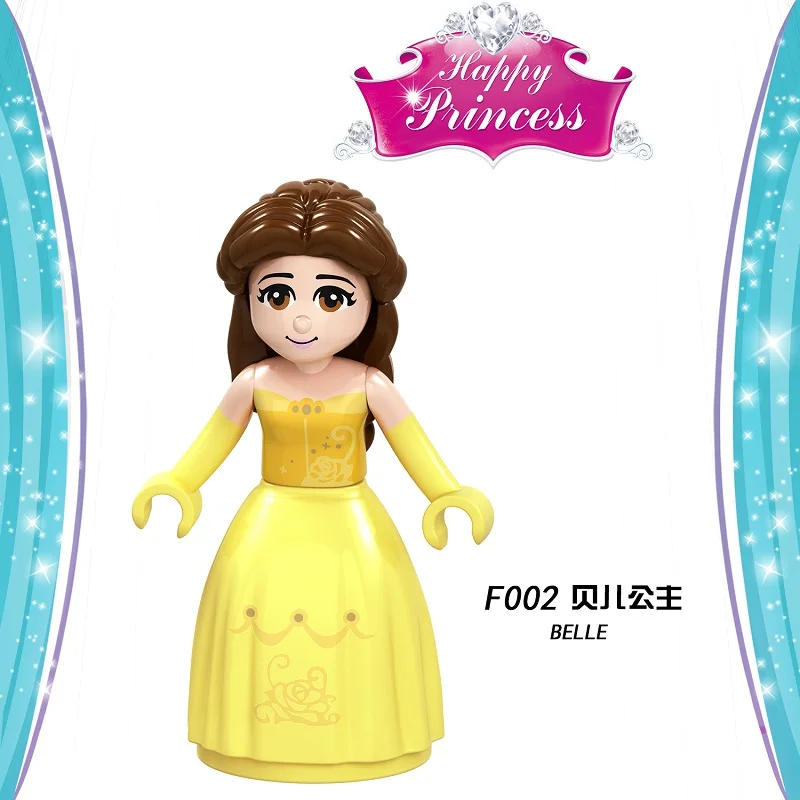 F002 20Pcs No Box 20 шт.,, строительные блоки, принцесса, королева, Эльза, шнеевитчен, фигурки героев мультфильмов, кирпичи для игрушек, Детские F002-F025 - Цвет: F002 20Pcs No Box