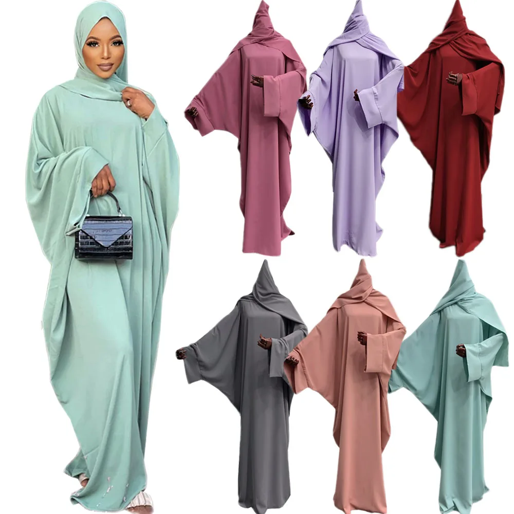 

Eid Ramadan Party Evening Muslim Women Hijabs Long Dress Arab Abaya Middle East Caftan Solid Color Islam Maxi Robe Turkey Prayer