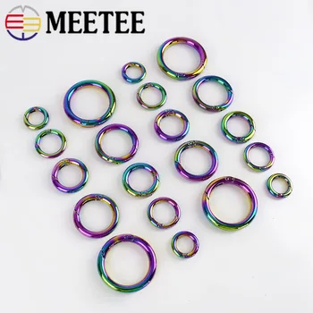 

Meetee 30pcs 12/17/19/25/32mm Rainbow Spring Metal O Ring Buckle Carabiner Snap Clip Keychain Clasp DIY Clothes Bags Accessories