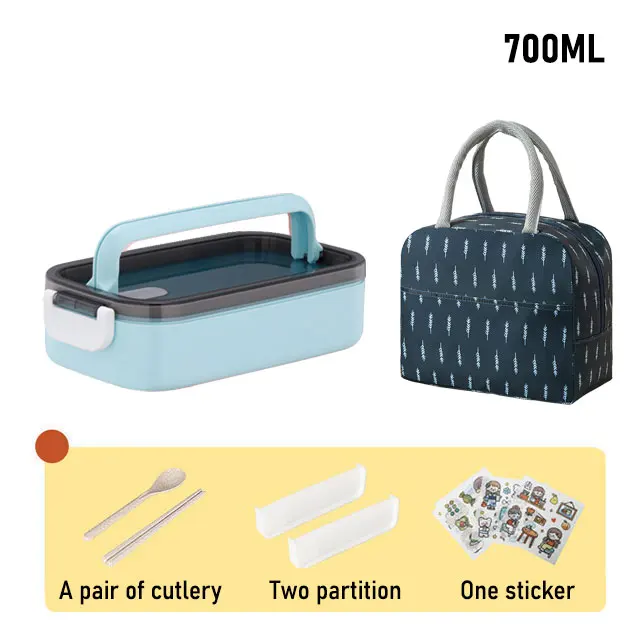 Lunch Box Thermal Food Container Bento Box Microwave Safe Lunchbox School Child Food Storage Kid's Lunch Box With Compartments b 700ml with bag