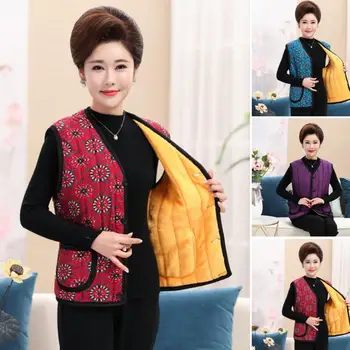 

Women Casual Autumn Winter Sleeveless Pockets Button Warm Fleece Waistcoat Vest