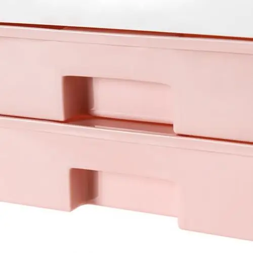 Пластиковые органайзеры для макияжа, коробка большой емкости, коробка для хранения косметики, с ящиком, PP держатель для помады, контейнер для мелочей, чехол - Цвет: Розовый