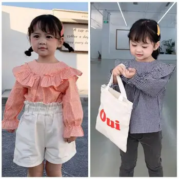 

2020 new wholesale girls plaid shirt cotton spring full sleeve fashion girls blouse 1-6 years HJ194