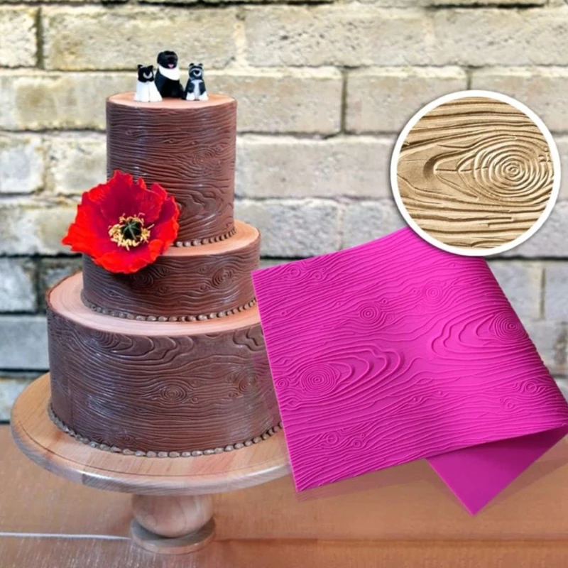 Woodgrain Fondant Impression Mat Silicone Cake Lace Mold Cake Texture