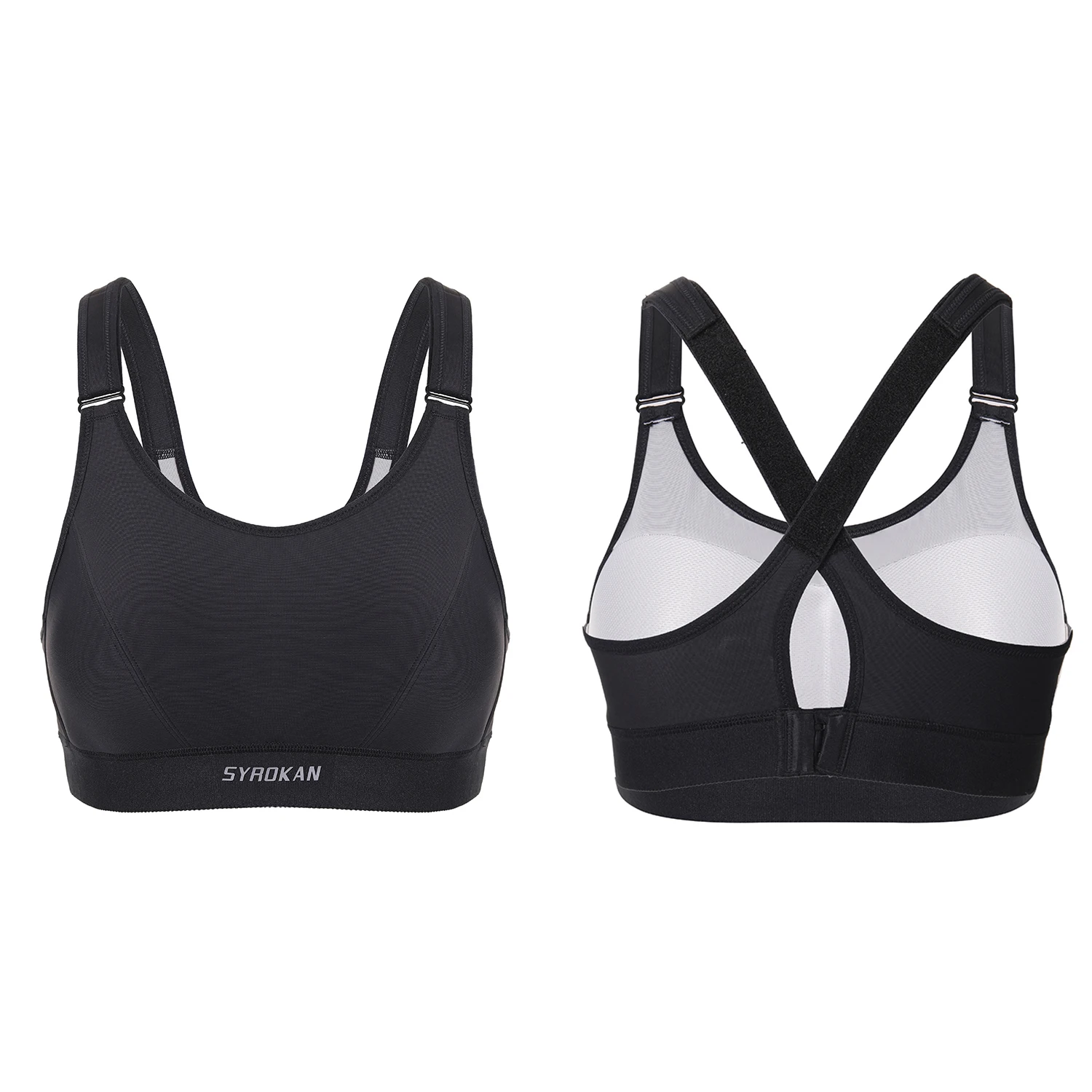 Wirefree Front Adjustable High Impact Sports Bras for Women Plus Size Padded Bras