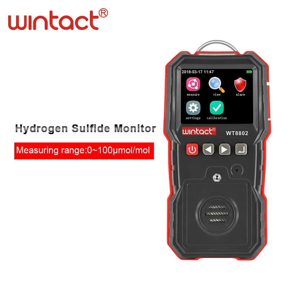 

Professional Colorscreen Hydrogen Sulfide gas detector with 120000 groups data logging and sound light vibration alarm