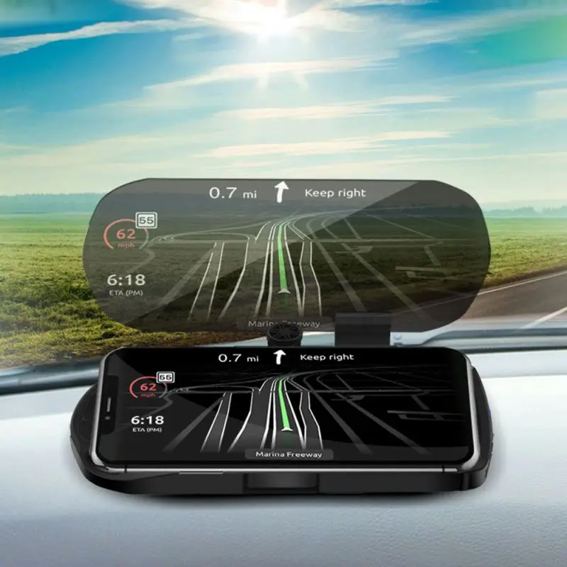 Многофункциональный автомобильный держатель для телефона Hud Дисплей проектор с беспроводным зарядным устройством подставка для телефона совместима с большинством телефонов