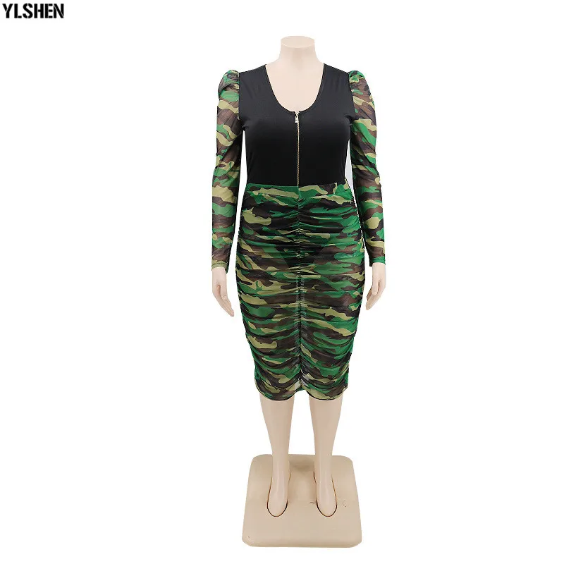 2 Piece Set African Clothes Maxi Dresses for Women Clothing Plus Size Dashiki Sexy Bodysuit Top + Camo Skirt Summer Africa Dress 10