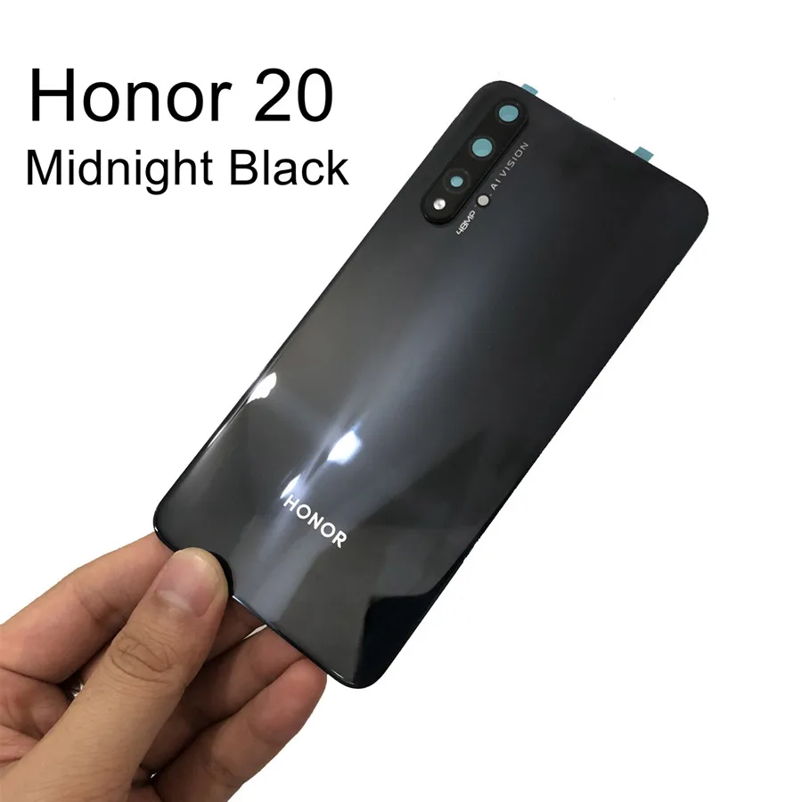 Для huawei Honor 20 Задняя стеклянная крышка батарейного отсека задняя панель Корпус Корпуса+ объектив камеры Honor V20 View 20 Pro стеклянная крышка аккумулятора - Цвет: Honor 20 Black