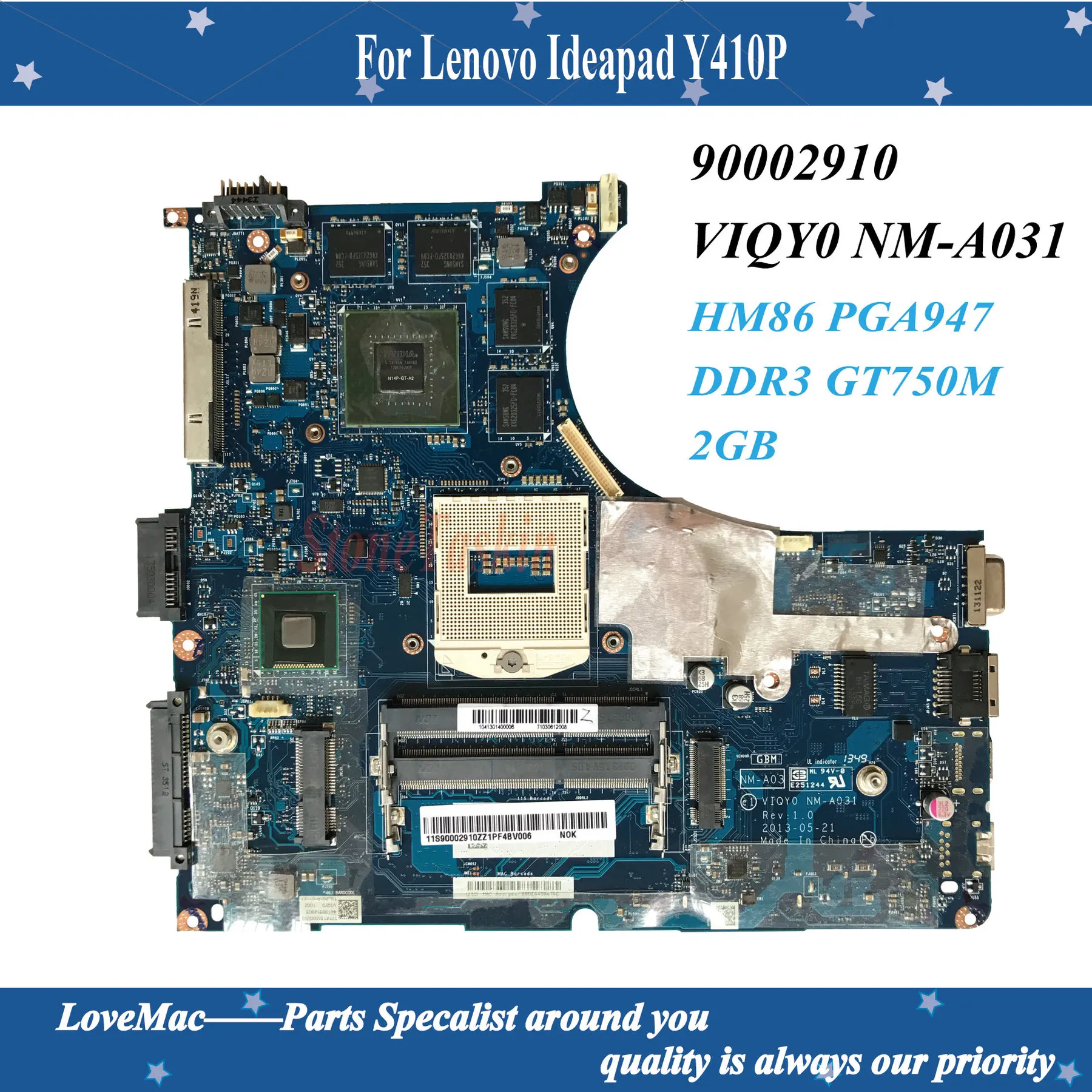 Высокое качество оптовая продажа FRU:90002910 для Lenovo Ideapad Y410P материнская плата VIQY0