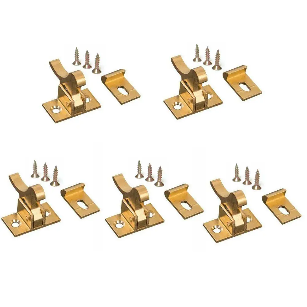 5Sets Brass Heavy Duty Elbow Latch Window-Cabinet Door Latch for Home/Office/Cabinet Doors &Window Doors,w/Mounting Screws