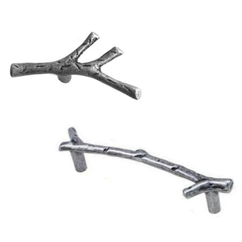 

8 Pack Twig Branch Cabinet Knobs - Zinc Alloy Vintage Tree Drawer Pull Handles (Silver) & 4 Pack (96mm)