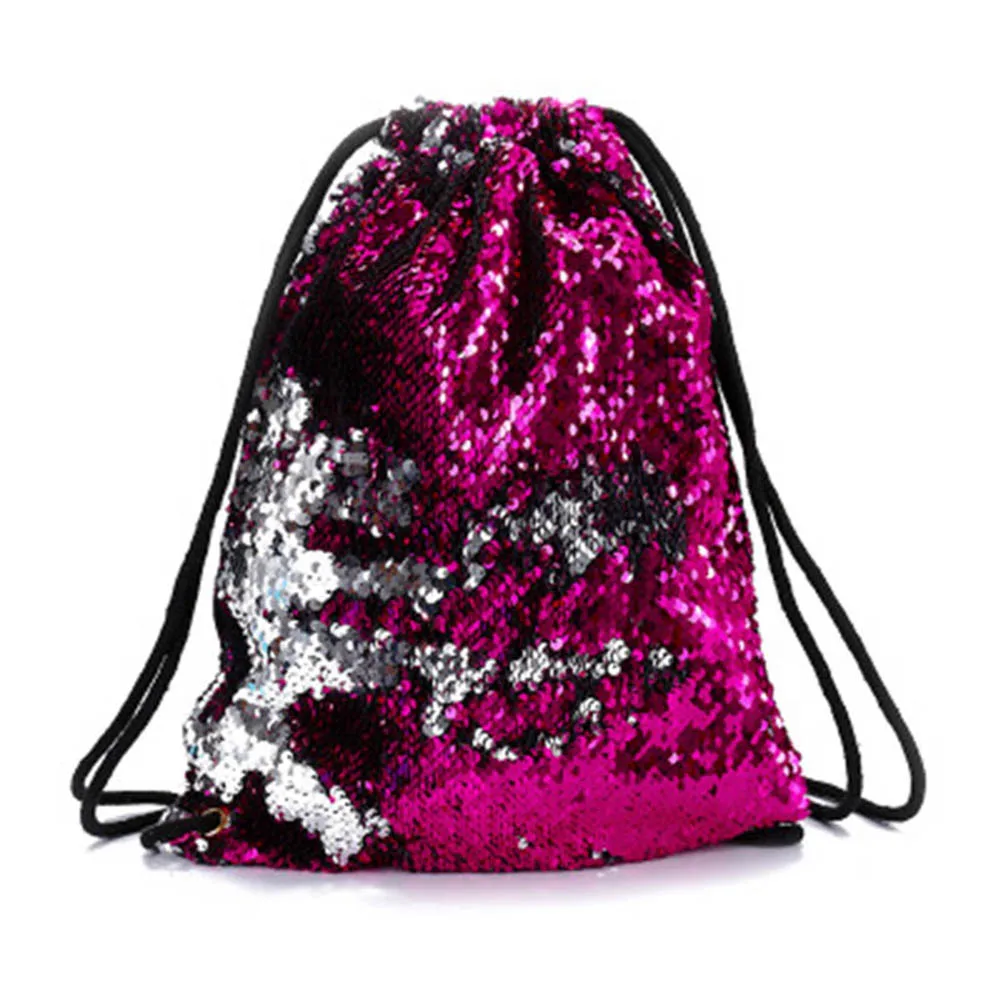 Hot Selling Sequin Drawstring Bags Reversible Sequin Backpack Glittering Shoulder Bags for Girls Women -B5