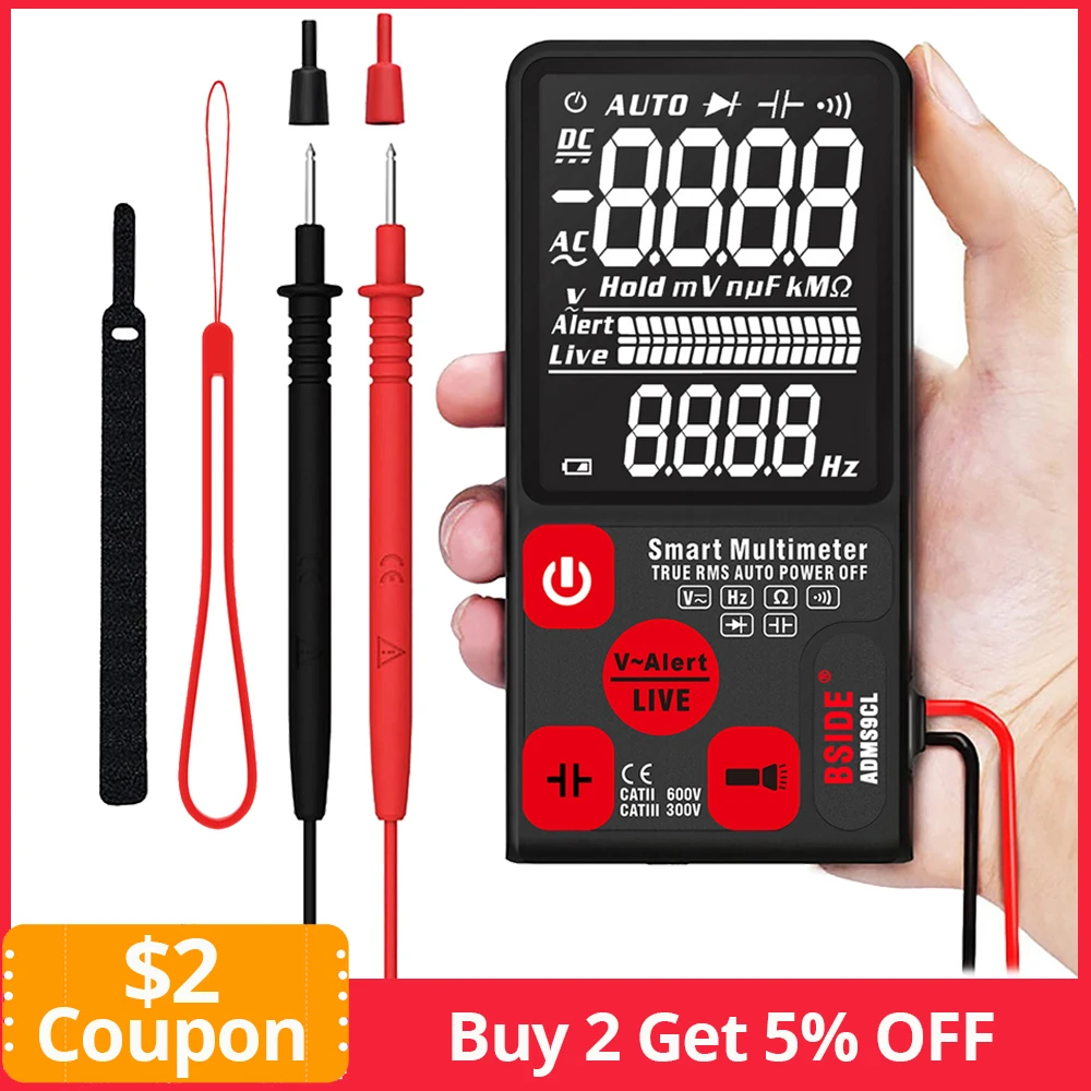 

ADMS9CL professional Automatic Digital Multimeter Tester AC/DC Voltage Resistance Frequency Capacitance mini Meter Diode RMS