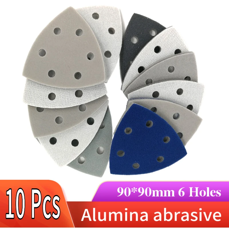 3-1/2 인치 90mm 삼각형 샌딩 디스크 300-3000 그릿 후크 및 루프 스폰지 샌드페이퍼, 진동 멀티 툴 샌딩 패드  Best5