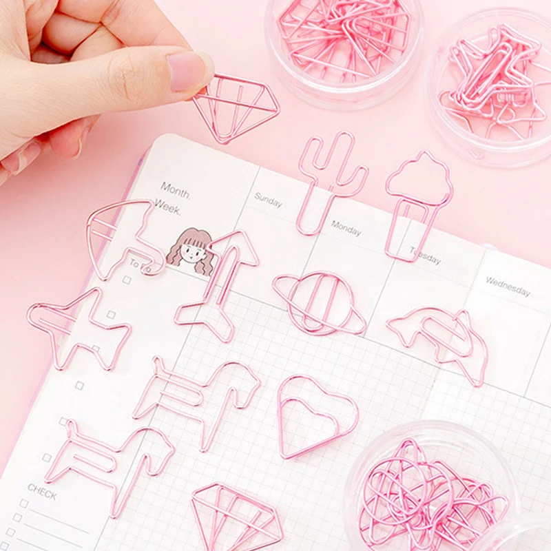 

8 pcs/lot Pink Creative umbrella metal clip student bookmark planner paper clip material escolar bookmarks for book stationery