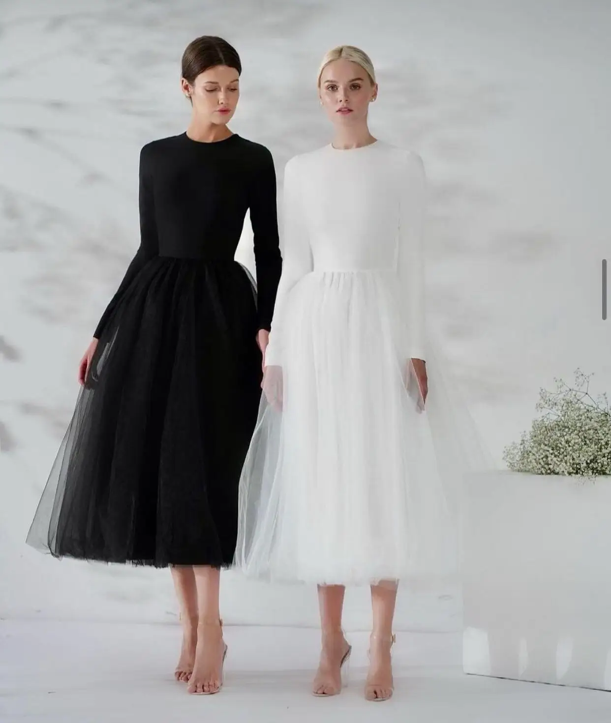 LORIE 2021 Saudi Arabia Black Prom Dresses O Neck Hollow Back adjustable Bow Satin Feather Tea Length Straight Evening Gowns