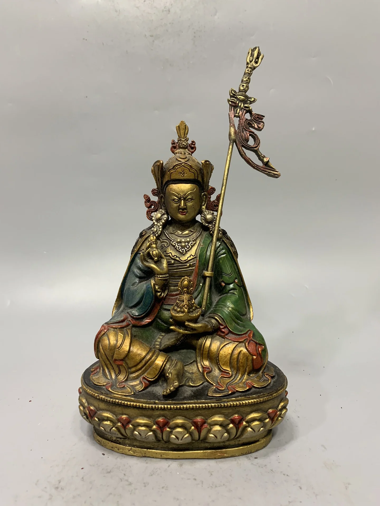 

Antique made old copper gilt lotus flower Sheng Buddha statue home decorations