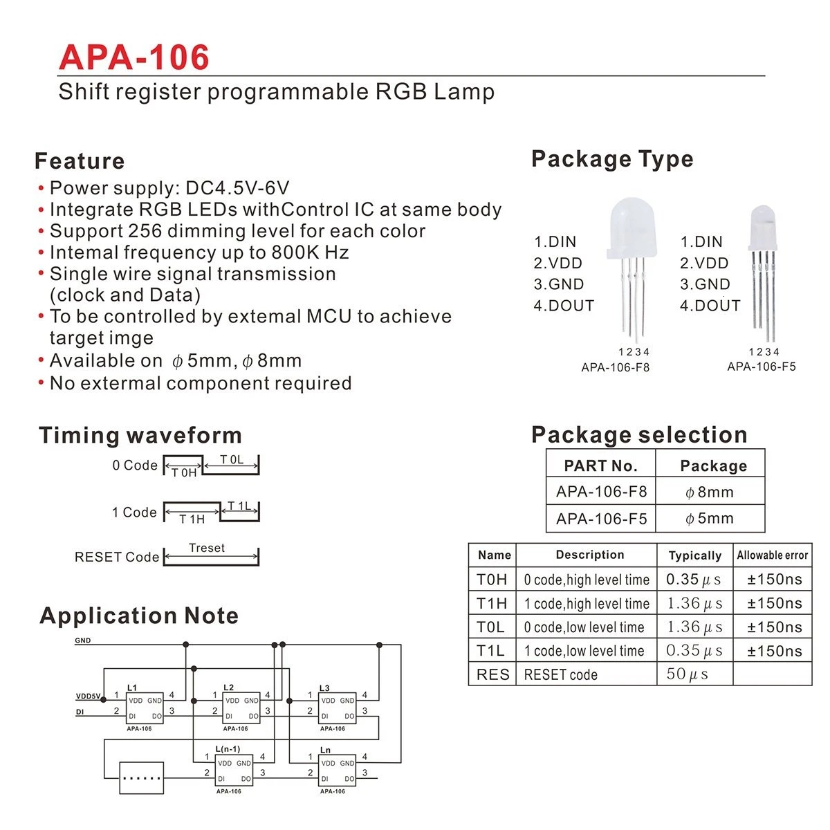 10 шт. APA106 F5 5 мм RGB светодиодный чип Интегрированный RGB светодиодный s(как WS2812B) APA106 круглый головной убор полноцветный светодиодный s