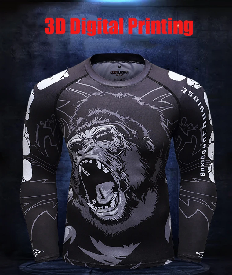 Bjj Gi Rashguard Jiu Jusit майка MMA мужская с длинным рукавом дышащая Муай Тай рубашки ММА одежда компрессионная 3D боксерская майка