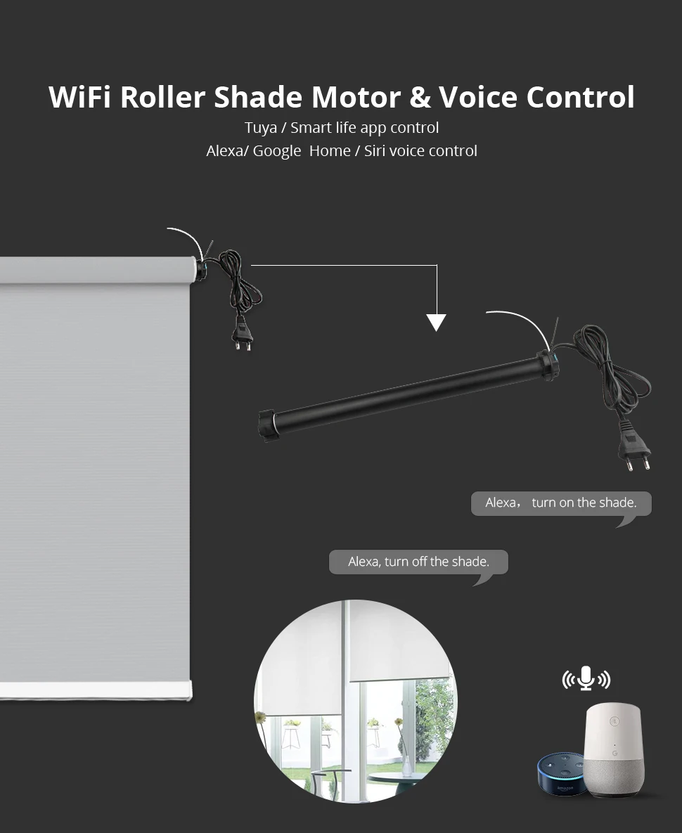 Zemismart автоматический рольставни трубчатый мотор с полным затемнением занавески ткань Tracket Tuya Alexa Google Home управление