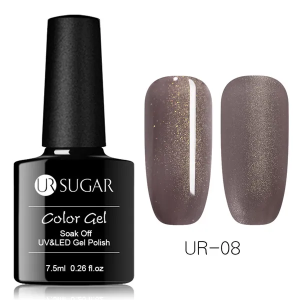 Ur Sugar 7,5 мл голографический сияющий блеск темно-коричневые блестки для дизайна ногтей замочить от УФ светодиодный гель для ногтей маникюрный лак - Цвет: jelly brown8