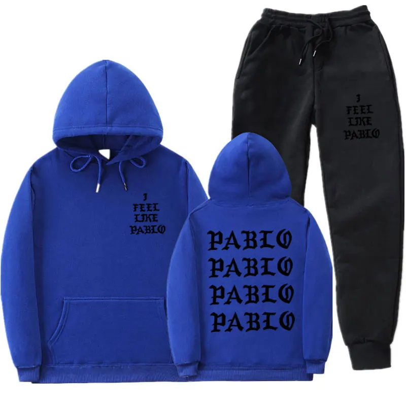 I Feel Like Paul Pablo Kanye West, толстовка, костюм,, осень и зима, с капюшоном, толстая, для мужчин и женщин, с капюшоном, спортивная одежда, комплект из 2 предметов