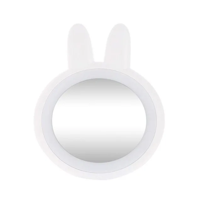 Rabbit - white Мини-зеркало для макияжа, светодиодный, увеличительное, ручной, складной, маленький, портативный, Micro USB кабель, заряжаемый аккумулятор, милый, для селфи - Цвет: Rabbit - white