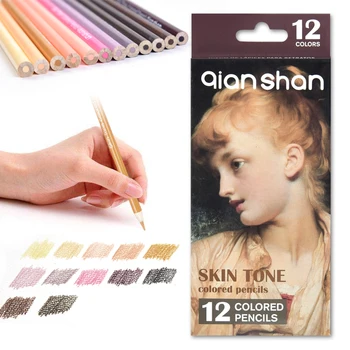 

Genuine 12 color Skin portrait color Watercolor Pencils, Water Soluble oily cartoon stylomine character painting hand pencil