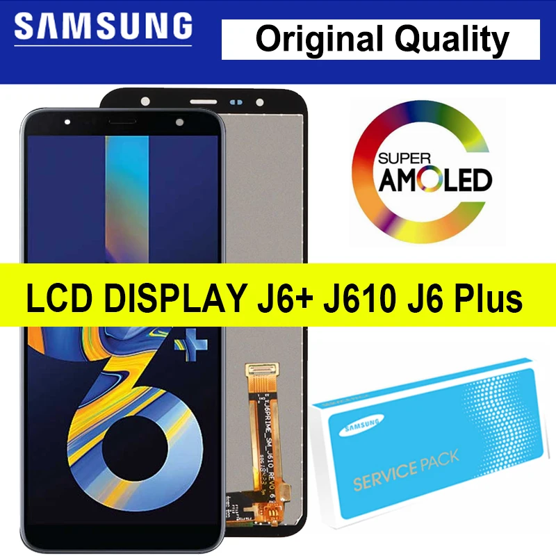 ЖК-дисплей 100% 'для Samsung Galaxy J6 Plus + J610 J610F J610FN дисплей с сенсорным экраном и
