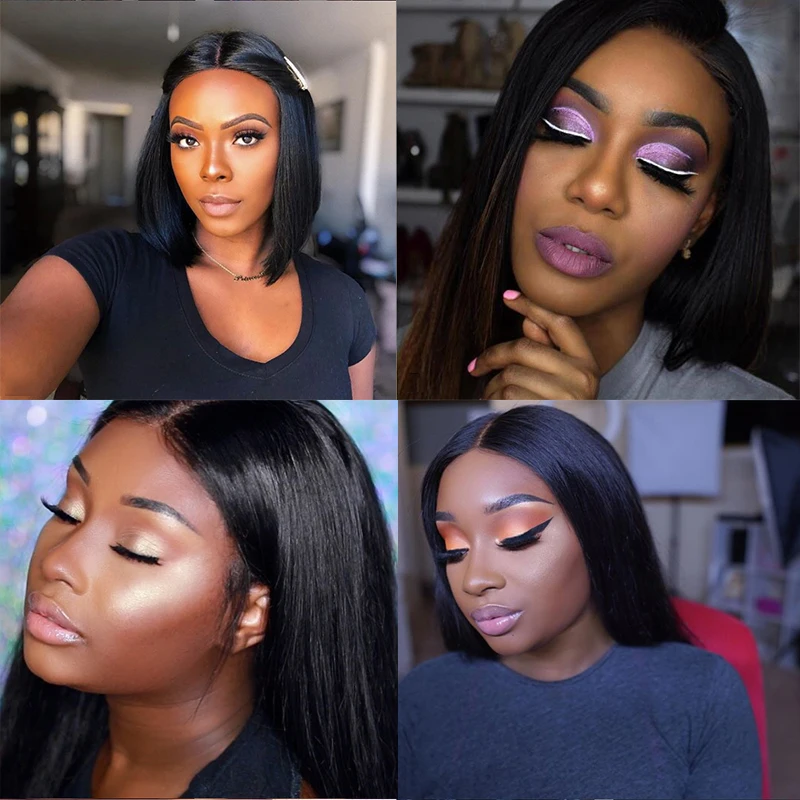 Addbeauty бразильские прямые короткие парики для Боба L Part кружевные передние