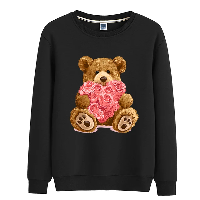 Gift Love Teddy Bear Print Hoodie Retro 