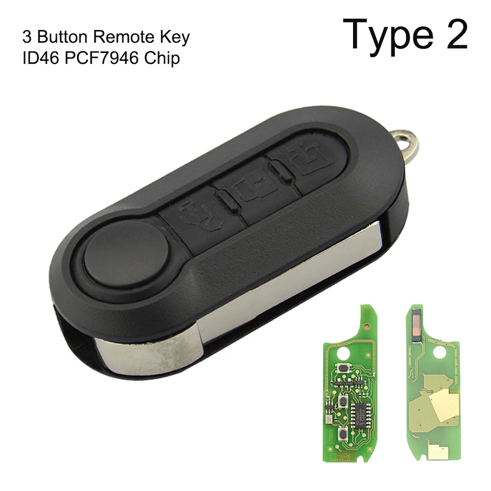 Type 2 OkeyTech Автомобильный Дистанционный ключ для Fiat Punto Doblo 500 Stilo, Panda Grande флип 433 МГц ID46 PCF7946 чип SIPP22 Uncut Blade 2/3 кнопка - Количество кнопок: Type 2