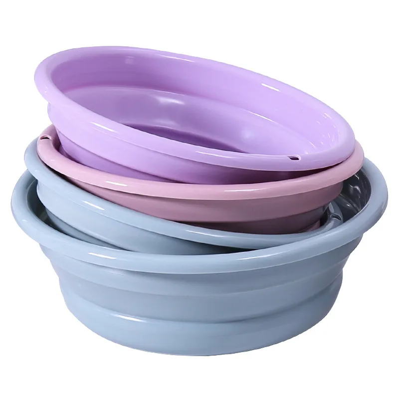 

Foldable Washbasin Household Plastic Basin Portable Baby Washbasin Compression Face Travel Non-transparent Bason Great Circle