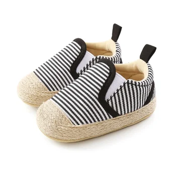 

Baby Boy Striped Cotton Shoes Soft Sole Canvas Toddler First Walkers Sports Shoes 0-18 Months