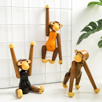 

Nature Wood Figurines Creative Adjustable Monkey Model Mobile Phone Stand Miniature Model Crafts Desktop Display Kids Toys Gifts