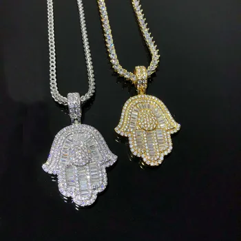 

new arrive micro pave cz USA HOT turkish fatima hamsa hip hop jewelry