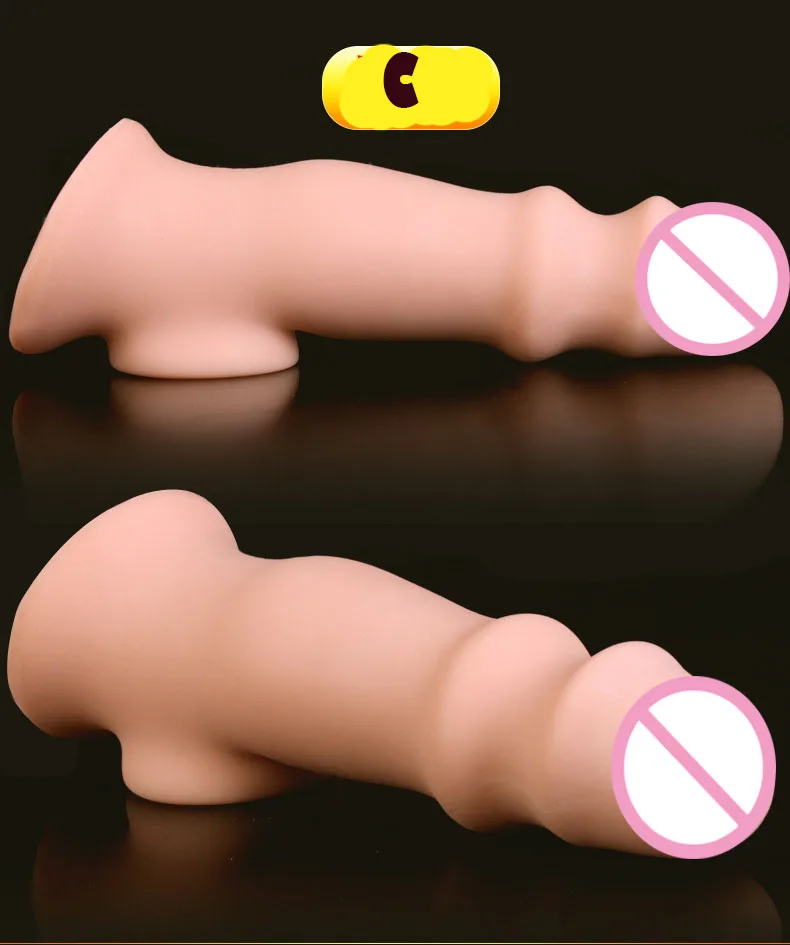 JIUAI Penis Extender Super Soft Silicone Realistic Cock sleeve Reusable Condoms Sex Toys For Men On The Dick Scrotum Bondage  (16)
