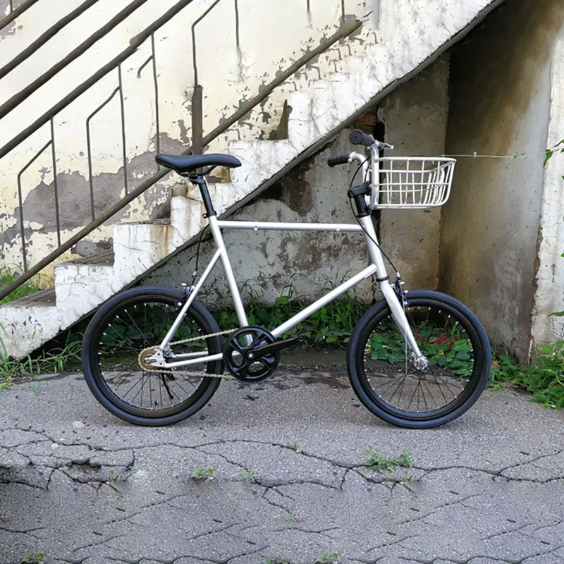 20 inch fixed gear bike Single speed Retro Bike fixie bike vintage sliver bicycle frame mini vinbicycle with sliver basket