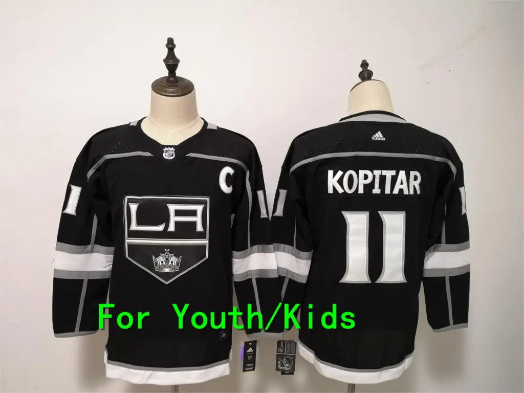 Молодежная вышивка сшитая Лос-Анжелес#11 Anze Kopitar 8 Drew Doughty 32 Jonathan Quick Kids Jersey