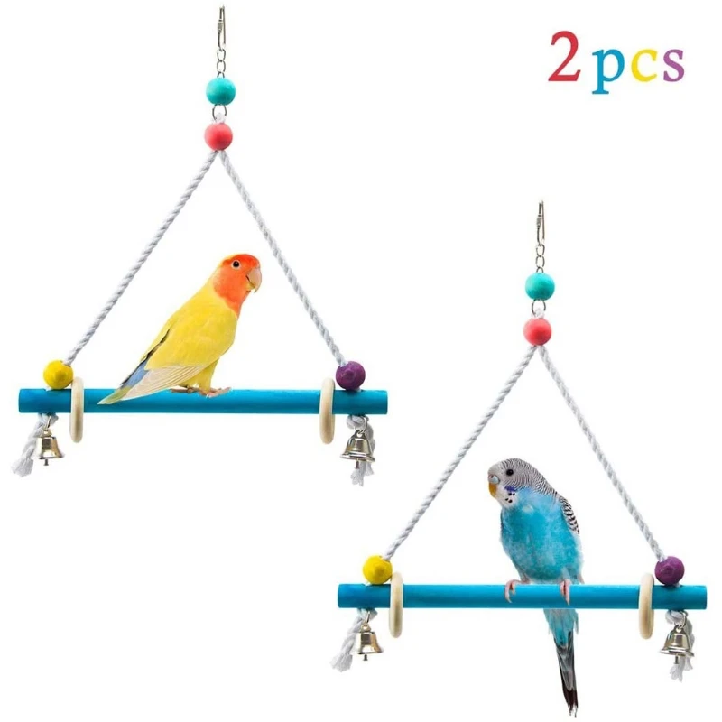 

2 Pcs Parrot Swings Toys Bird Stand Perch Grinding Claws Swing Simple Triangle Cage Decoration for Small and Medium Birds Parrot