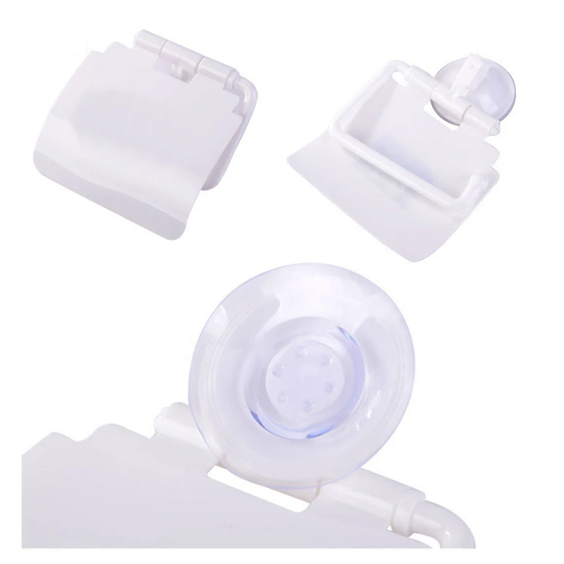 Wall Mounted Sucker Toilet Paper Holder Seamless Waterproof Suction Cup Paper Towel Rack Dispenser Plastic Toilet Roll Rack