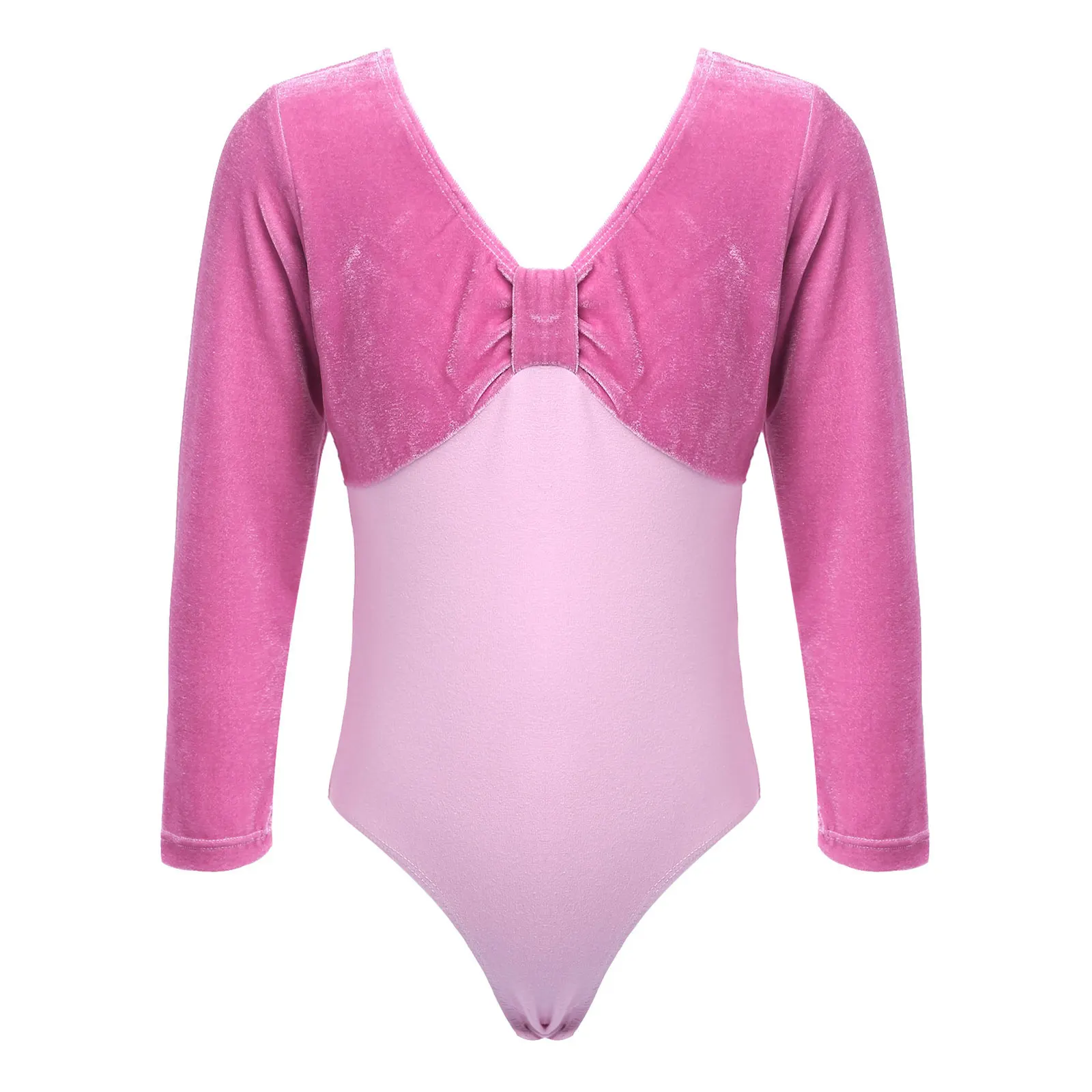 

New Kids Girls Ballet Dance Leotard Velvet Splice One-piece Long Sleeve Dancewear Child Latin Dancing Gymnastic Leotard Bodysuit